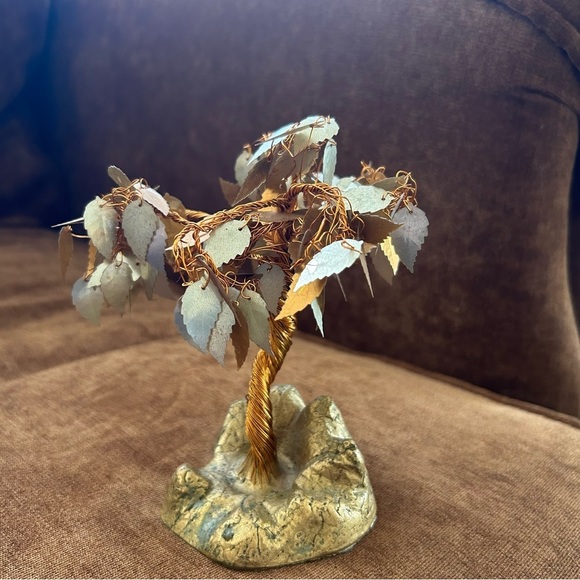 Vintage Artistic Gold Metallic Wire Bonsai Tree - Picture 2 of 4